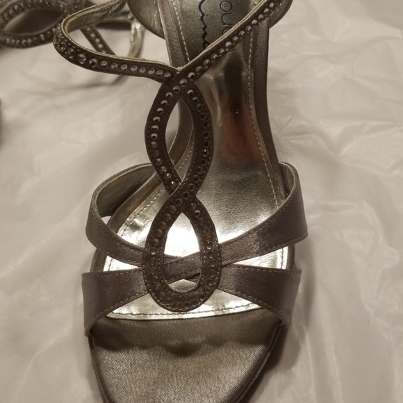Nina Silver Strap Rhinestone Heel - Picture 2 of 5